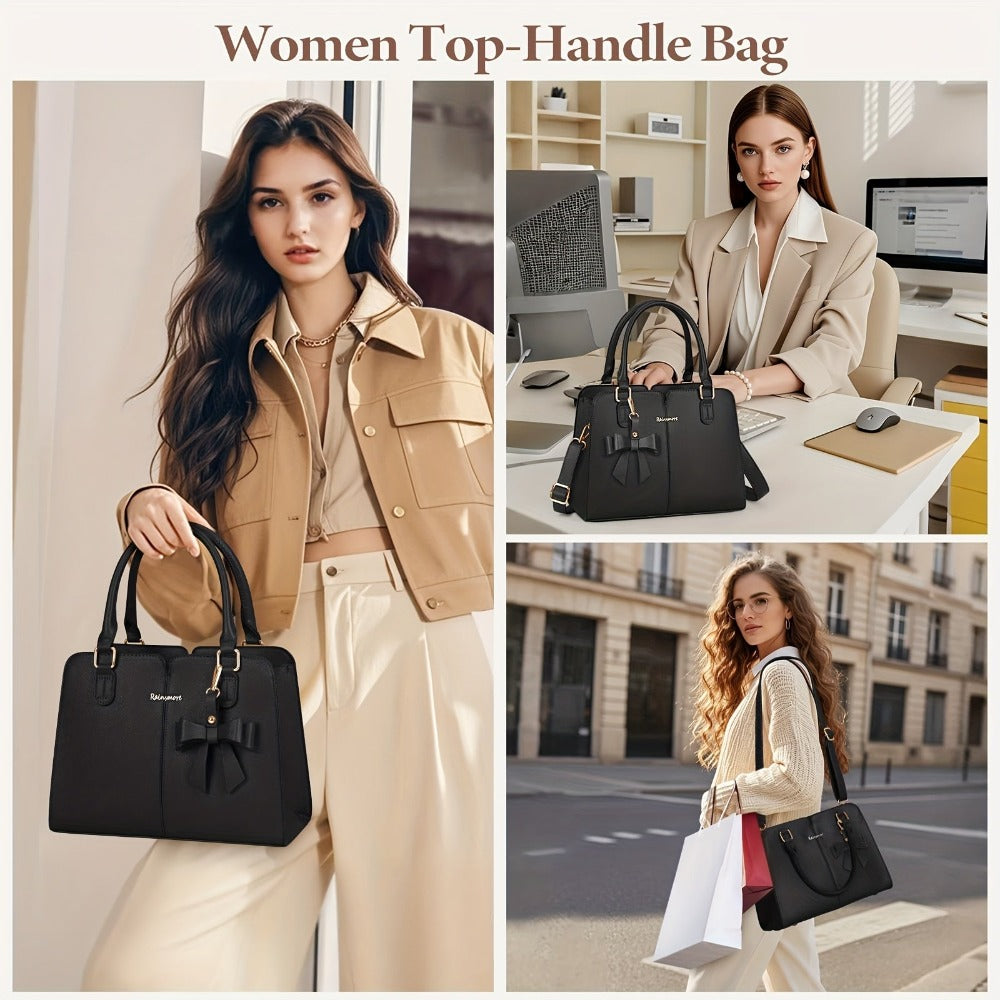 RAINS MORE Bolso de Mano Mediano para Mujer de Cuero Sintético, Bolso de Moda Antirrobo para Mujer, Bolso de Hombro, Bolso Cruzado, Adecuado para el Trabajo, Negocios y Ocio