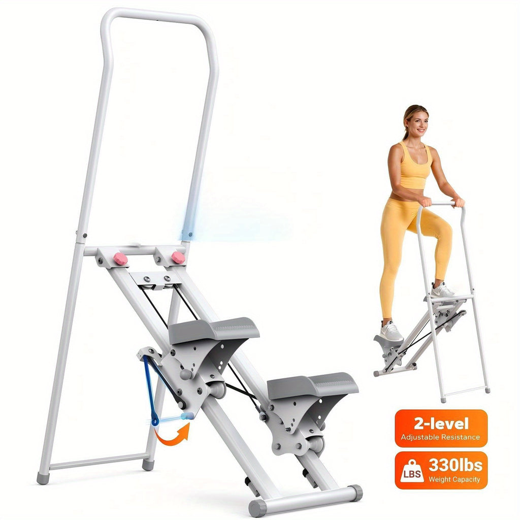 MERACH Stepper para Ejercicio en Casa, Nueva Versión de Máquina de Escalada Vertical para Entrenamiento de Cuerpo Completo, Escaladora Plegable Compacta con Rango de Pasos Extendido, Manillar y Pedales Ajustables, Equipo de Ejercicio para Uso en el Hogar,