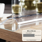 Mantel Protector con PVC de 2mm - Ancho 90cm - Mantel de Vidrio Suave Transparente Resistente a Arañazos y Agua, Protector de Mesa Fácil de Limpiar, Papel de Mesa Duradero para Cocina, Comedor, Restaurante, Oficina y Hogar - 90X90cm, 90X100cm, 90X110cm, 9