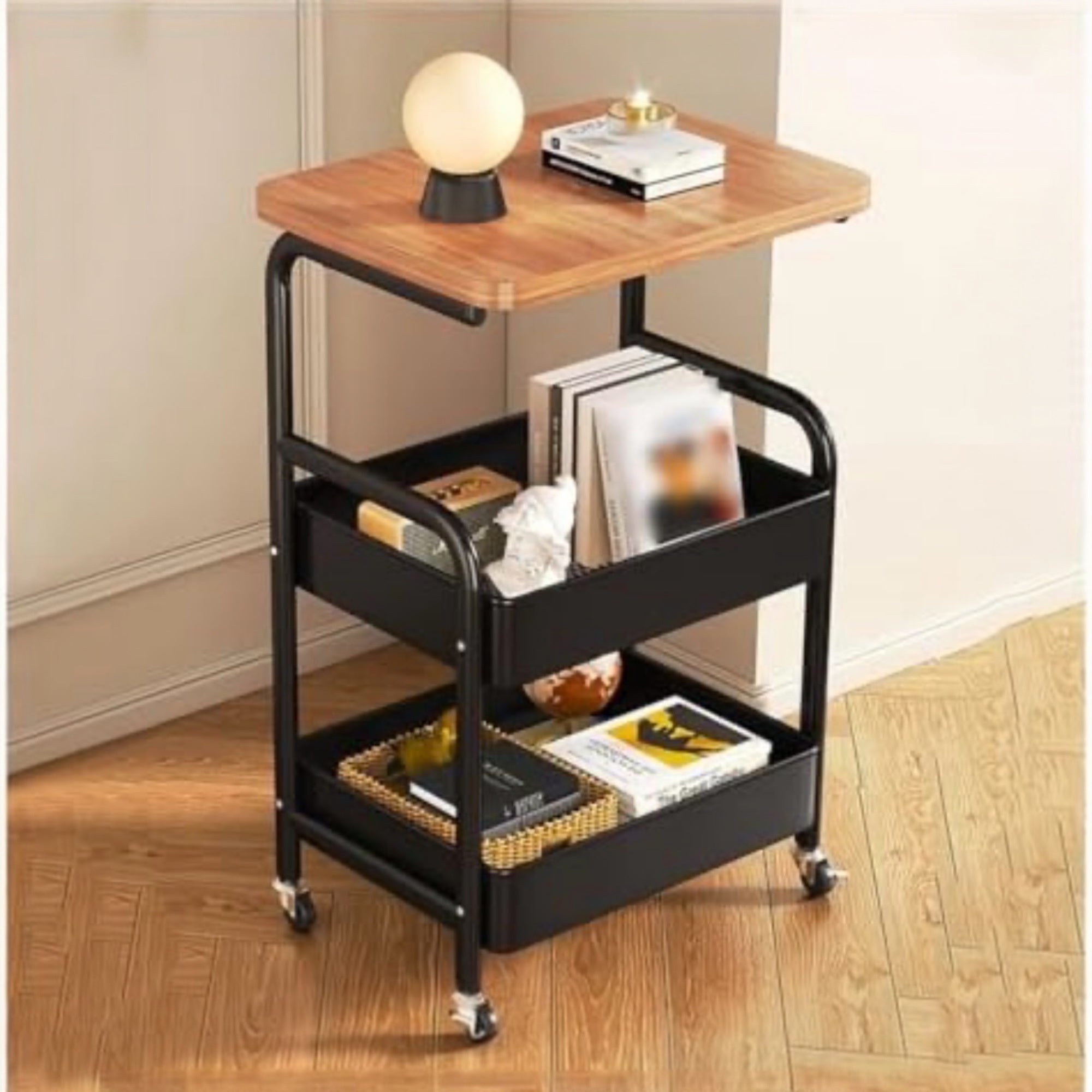 Estantera Metlica Modular de Almacenaje: Organizacin Verstil para Espacios Amplios y Compactos - Acero Galvanizado + 4 Baldas MDF, 70 x 39 x 29cm - 100Kg por Balda Estanteria cesta cesto de Fruta o Multiuso de 3 pisos ( fruta-001)