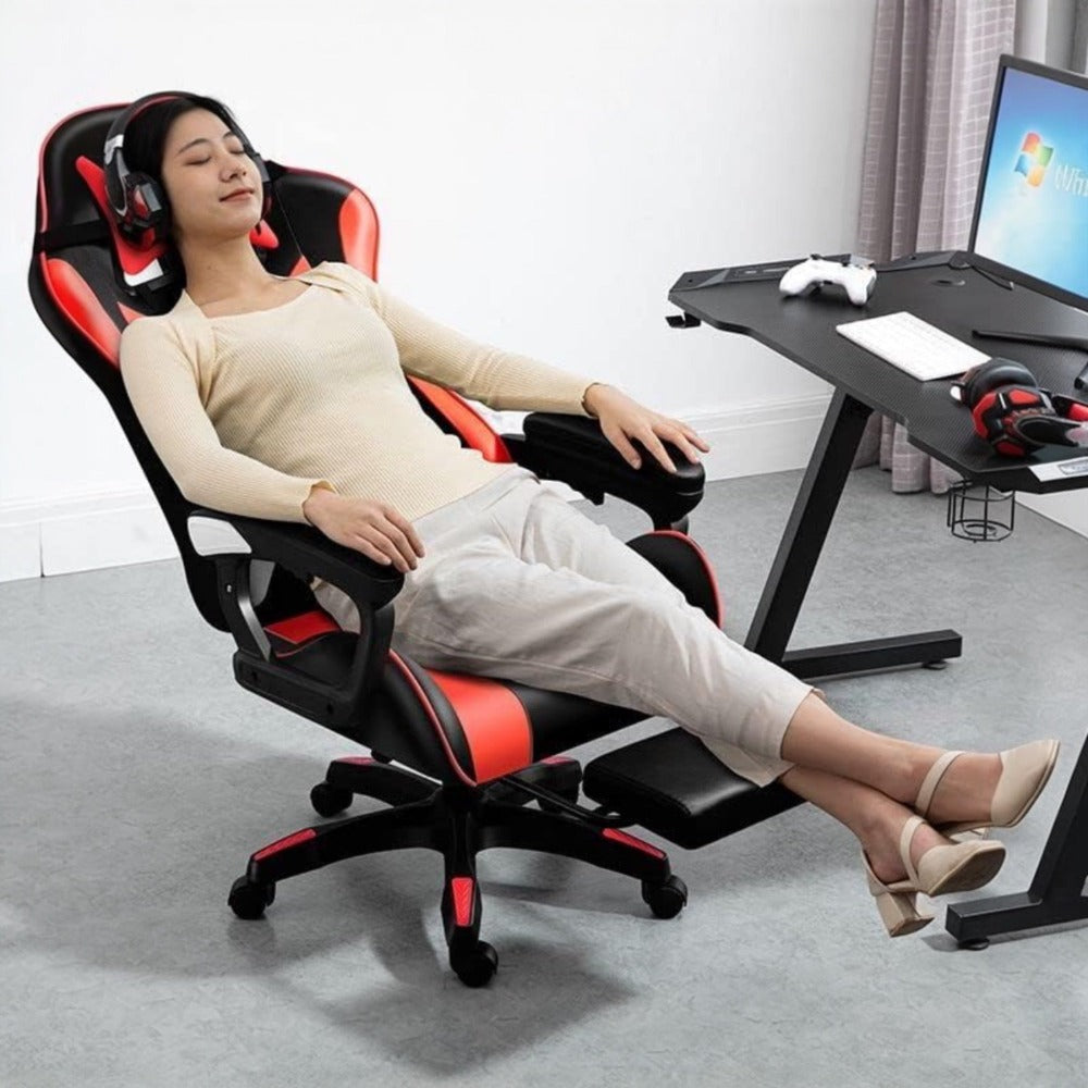 Silla Gaming para Escritorio, Oficina y Juegos Online Giratoria. Silla Cmoda de Altura Ajustable para Gaming ergonmica, de piel sintética. Silla racing de gaming videojuegos y de oficina. Es ergonmica y con diseño moderno (S001 7499 8499 )