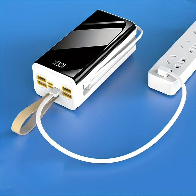 Batería externa | Banco de Energía Portátil de Gran Capacidad 80000mAh, Carga Rápida PD30W, Cable de Datos Integrado/Pantalla LED de Energía