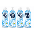 Paquete de 4 suavizantes de tela Vernel de aromaterapia para 4*60 lavados (Maldivas-Delicado, Lirio Irresistible, Té Blanco/Té) - Paquete de 4 suavizantes de tela Vernel de aromaterapia Cielo Azul para 4*55 lavados - Paquete de 4 suavizantes de tela Verne