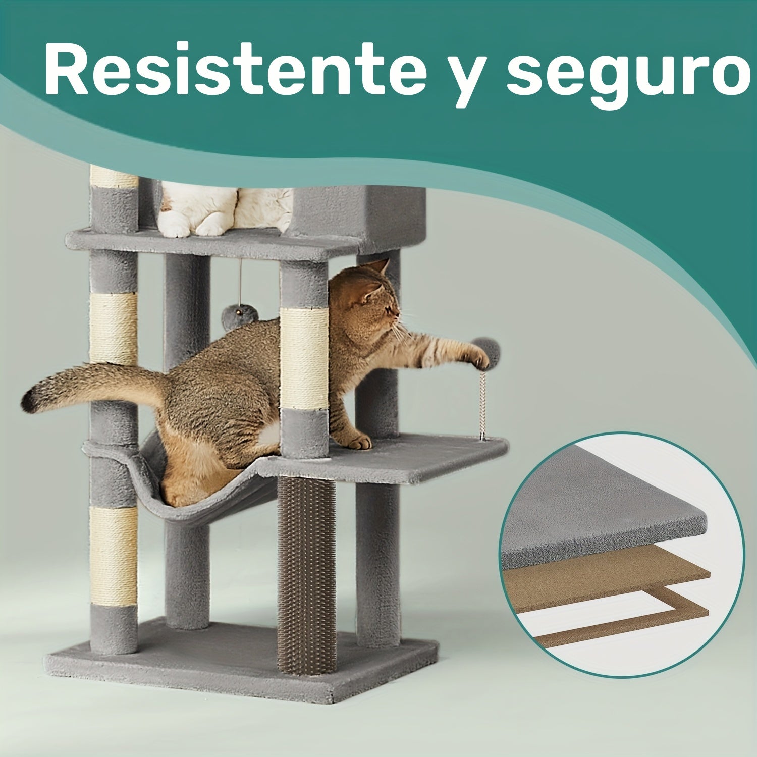 Árbol rascador para gatos 175cm | Juego descanso y cuidado de uñas