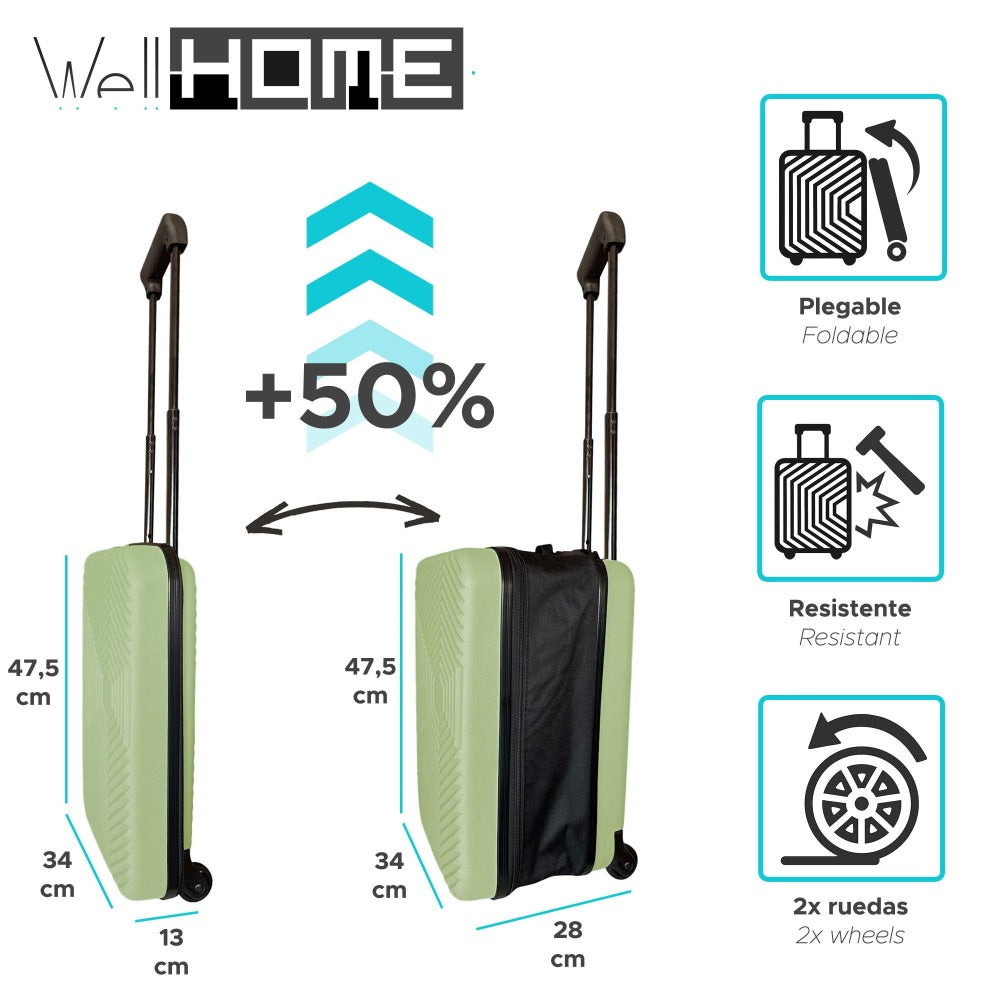 Maleta de Cabina Plegable Ultrafina 18" y 20" | Grosor Reducible | ABS Ligero y Resistente | Mango Telescópico + Ruedas | Varios Colores