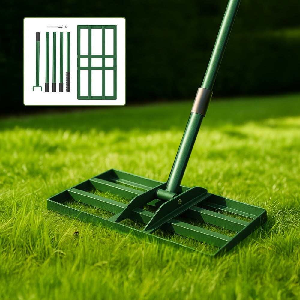 Rastrillo Nivelador de Césped Manual 76 X 25 Cm, Espátula para Césped de Jardín, Herramienta de Rastrillo de Arena Sin Esfuerzo con Mango de 229 Cm, Rastrillo para Jardín, Campo de Golf (Verde: 25*74.5*190cm; Plata: 35*75*190cm; Plata: 24.5*42.5*191cm Neg