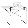 Mesa de Costura VEVOR, Mesa Multiusos para Máquina de Coser con Estante Lateral Plegable, Estante Ajustable, Patas de Acero, Escritorio para Computadora en Hogar, Estudio de Moda, Estudio de Arte, Institución Educativa, Blanco
