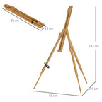 Caballete de madera Vinsetto Artist con soportes, plegable y portátil para artistas de bodas, sostiene lienzos de hasta 66/107 cm, madera natural