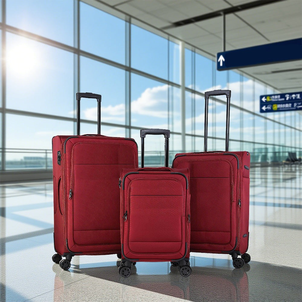 Maleta de viaje de tela de 3 piezas con asa telescópica, ligera y con ruedas, ideal para viajes, mudanzas y acampadas. Equipaje familiar combinado, 20"/26"/30"