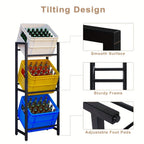 1 pza. Estante para cajones de bebidas de 3 niveles, diseñado para contener 3 cajones de bebidas, proporciona un soporte estable y ahorra espacio, hecho de metal, diseño de ángulo de inclinación con pies, acabado resistente al óxido, acabado negro.