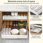 Organizador de gabinete extraíble y expandible de alta resistencia, con 3 rieles silenciosos, ancho ajustable (30.99 cm - 51.99 cm), apto para gabinetes de cocina, estantes extraíbles de gabinete
