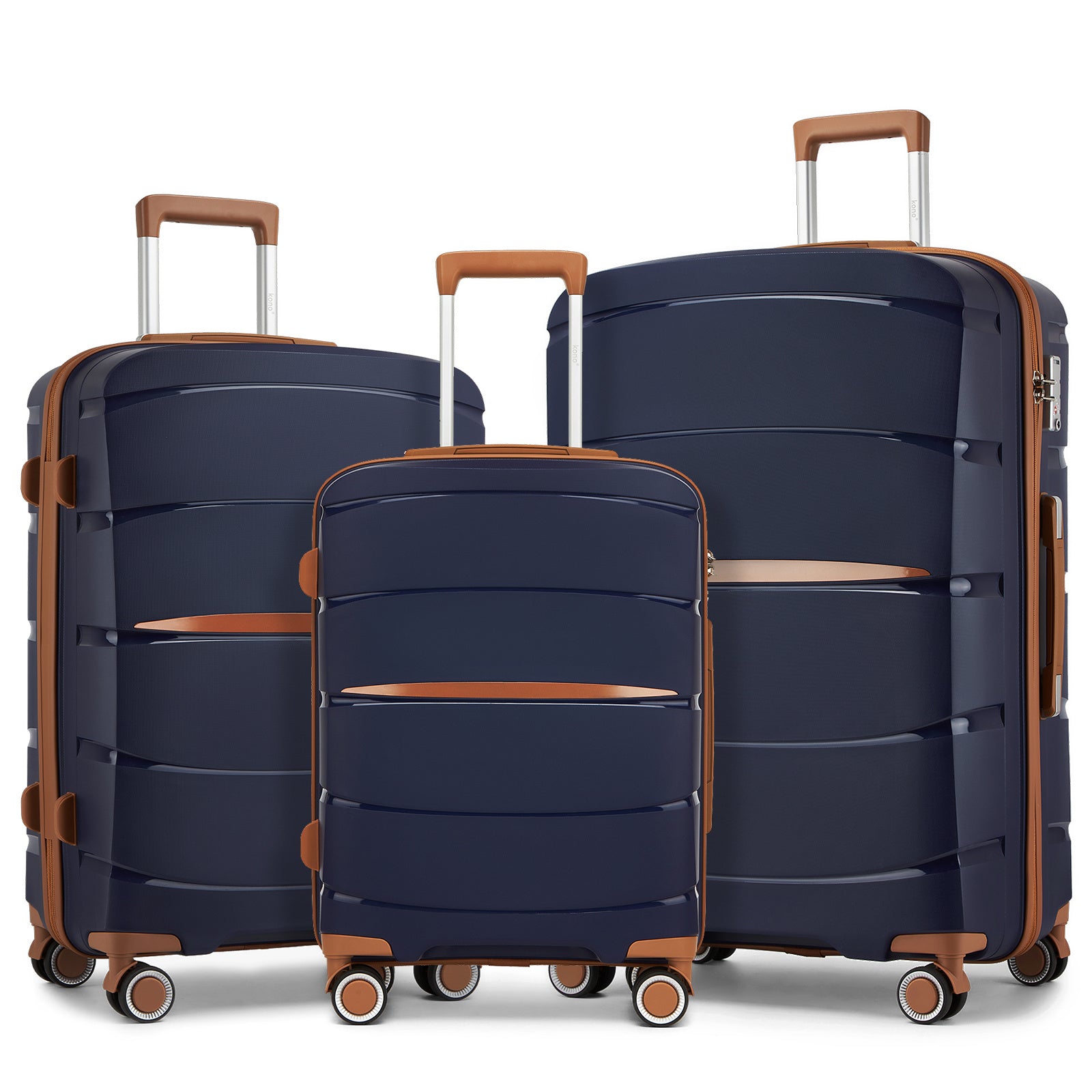 1/3 piezas de 20 pulgadas, 24 pulgadas y 28 pulgadas, maleta KONO, carrito, estuche de viaje - polipropileno, ligero, carcasa dura, 4 ruedas giratorias dobles y cerradura TSA