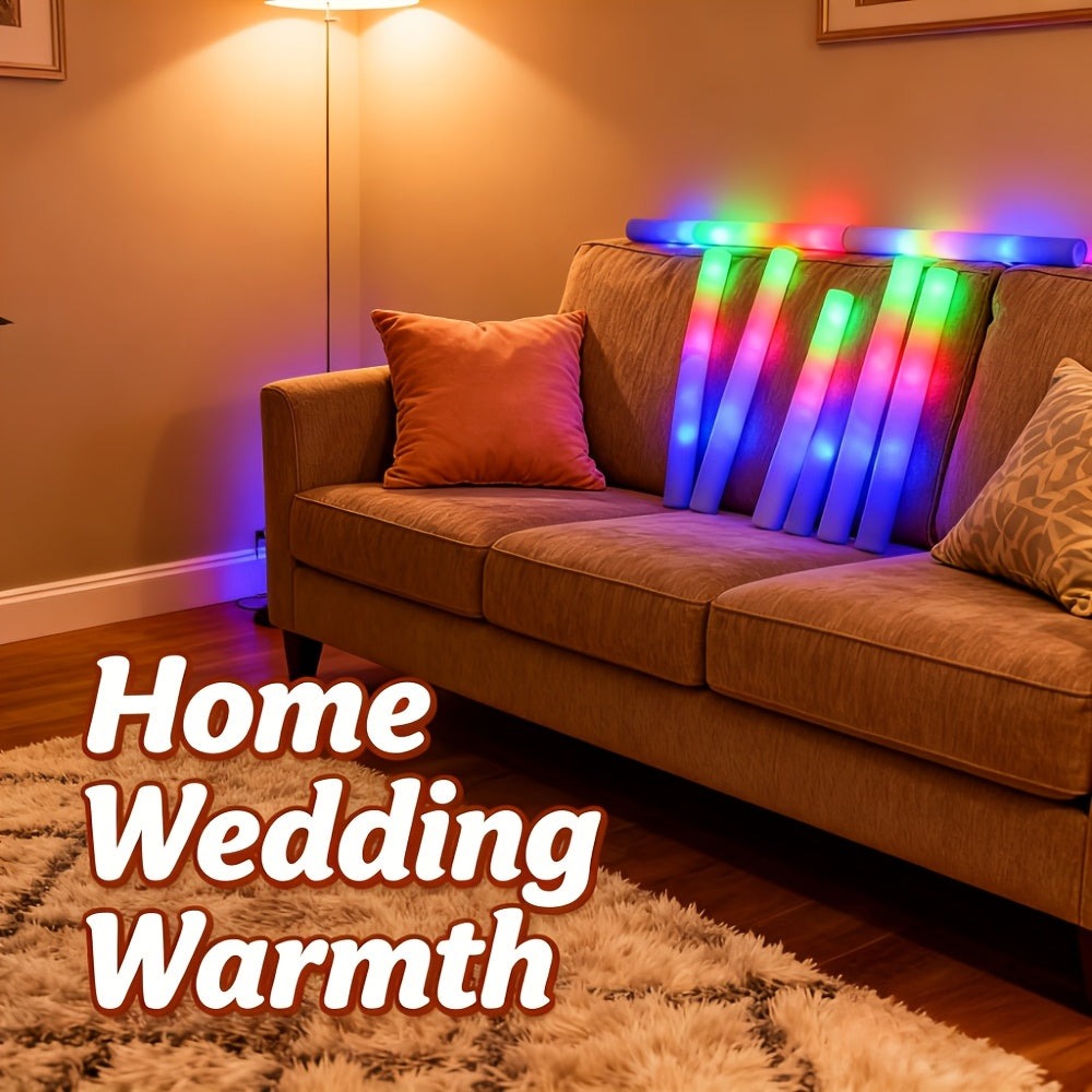 100 Barras Luminosas de Espuma para Recuerdos de Fiesta, 3 Modos de Destello para Barras de Espuma LED, Brillo para Suministros de Fiesta, Perfecto para Decoración del Hogar, Decoración Exterior, Boda para Fiesta, Cumpleaños
