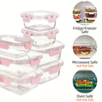 12 Paquete de Contenedores de Vidrio para Alimentos con Tapas Herméticas de Cierre a Presión - Contenedores Rectangulares para Preparación de Comidas, Aptos para Microondas y Lavavajillas, Diseño Apilable y Ahorrador de Espacio para Almacenamiento de Alim