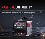 ANDELI 135Amp Máquina de Soldar MIG Flux Mig/Lift Tig/Stick 3-En-1 230V Portátil Sin Gas Multiproceso Soldadora Pantalla Digital LED Máquina de Soldar Inversor IGBT con Soplete Tig