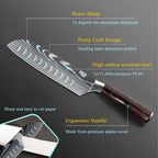 Cuchillo de Cocina Modelo D (Con Funda para Cuchillo) Caja de Regalo - Cuchillo de Chef con Patrón de Damasco y Grabado Láser para Cocina Occidental, Cuchillo de Chef Versátil y Cuchillo Santoku