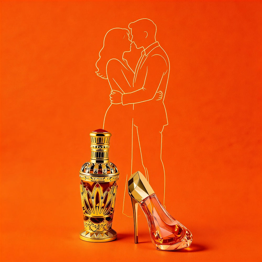 Set de regalo de perfume de 2 piezas para hombre y mujer | Perfume EDP para hombre de 90 ml con aroma oceánico amaderado a sándalo + Perfume para mujer de 30 ml con aroma picante floral afrutado Tacón Alto | Duradero, perfecto para el Día de San Valentín