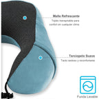 Una Almohada Cervical Ergonómica en Forma de U con Bolsa de Almacenamiento, Espuma de Memoria con Tecnología de Rebote Lento, Funda Lavable a Máquina, Ligera y Portátil para Avión, Oficina y Hogar, Apoya Cuello y Cabeza, Ideal para Siestas, Lectura y Ver