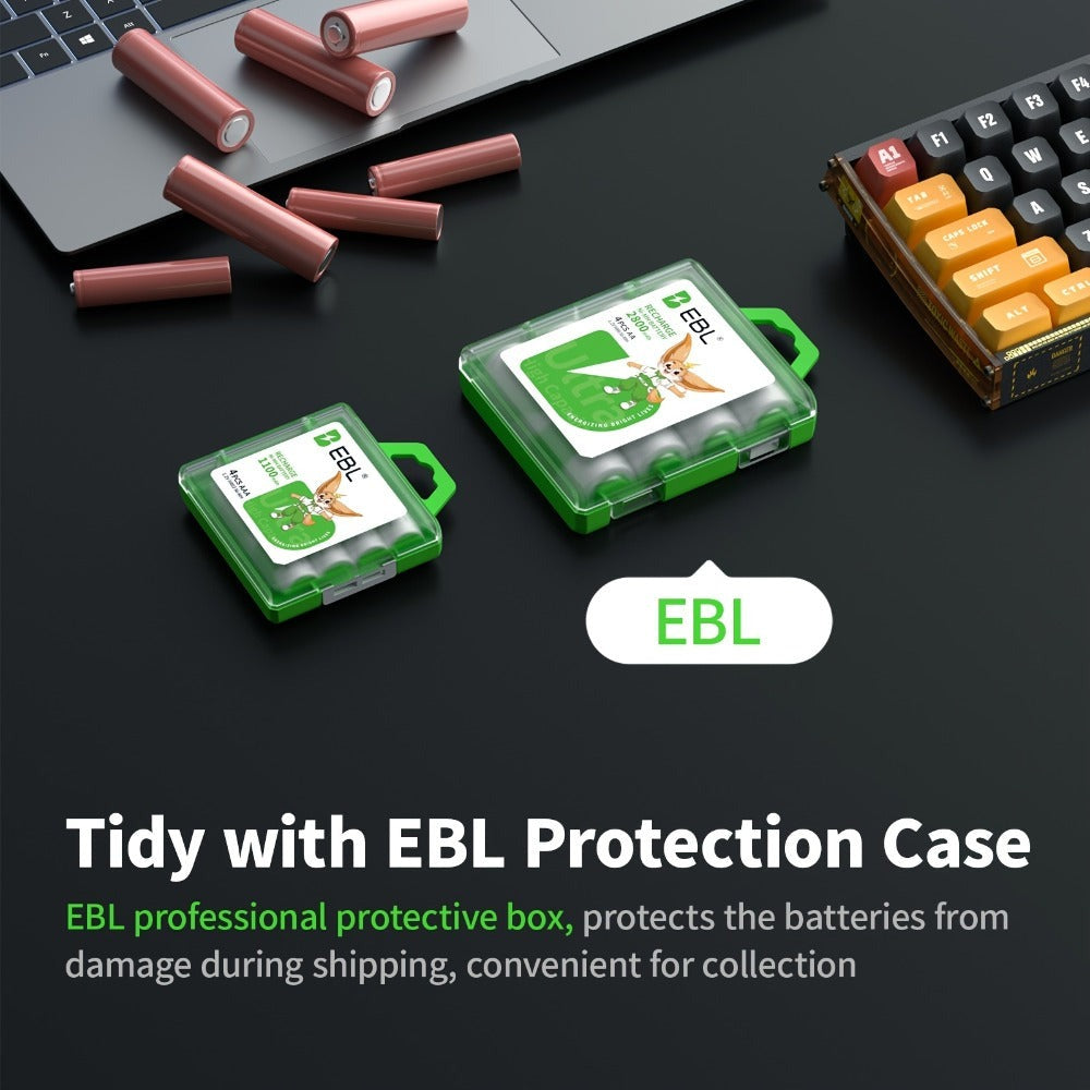 EBL ofrece un juego de 32 pilas Nimh recargables, que incluye 16 pilas AA con una capacidad de 2800 mAh y 16 pilas AAA con una capacidad de 1100 mAh