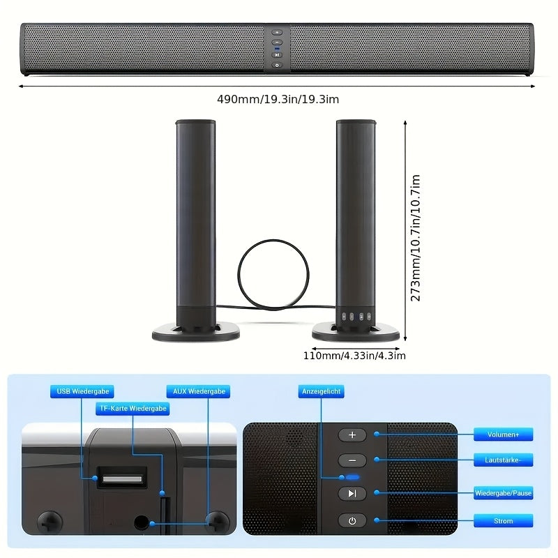 Barra de sonido inalámbrica extraíble para TV música y cine en casa | extraíble