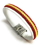 Pulsera De Piel Bandera De España (Hecho a Mano) | Complementos de Moda Unisex para Hombres y Mujeres de Estilo Atemporal y Elegante | Regalos Originales y Exclusivos