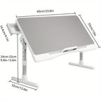 Escritorio Ajustable para Portátil con Alfombrilla para Ratón, Mesa de Cama Portátil de 17 Pulgadas, Plegable y Antideslizante, Estable para Oficina en Casa, Estudio, Desayuno, Dibujo - Altura y Ángulo Ajustables