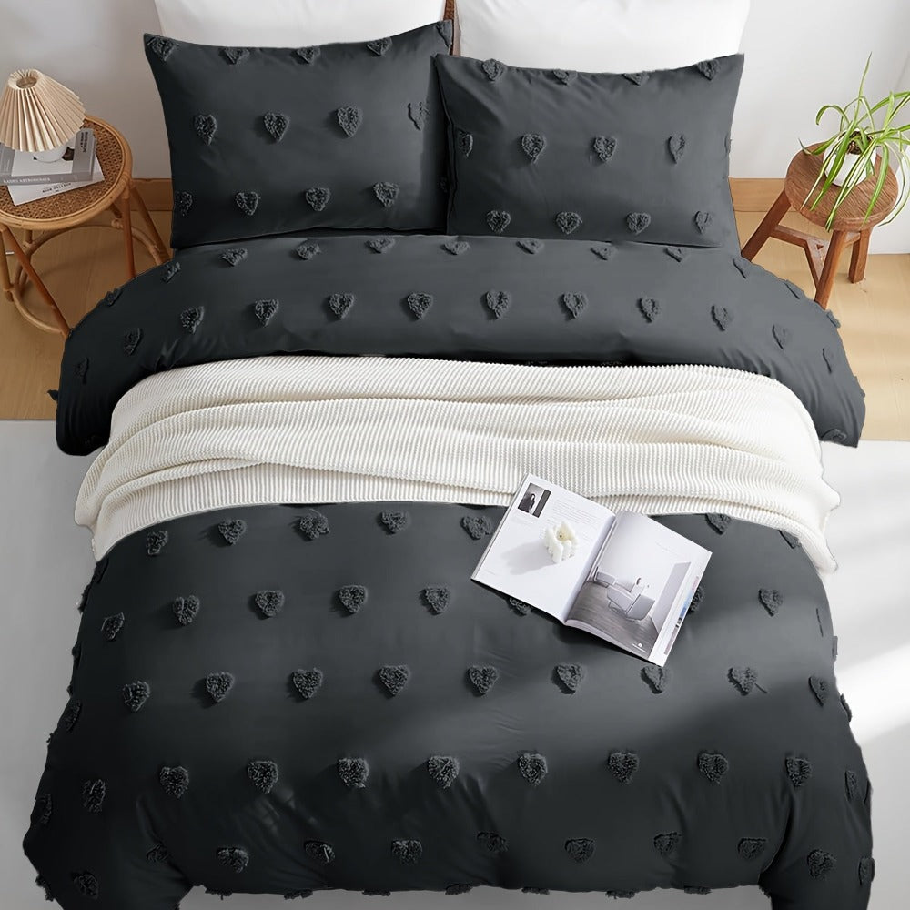 Funda de Edredón Bohemio Bordado con Corazón Boho con Microfibra de Felpa de Alta Calidad y Cremallera, Cómoda y Delicada para la Piel, Ropa de Cama Suave y a la Moda 135-220 Tamaños Variados Fundas de Almohada 80 * 80