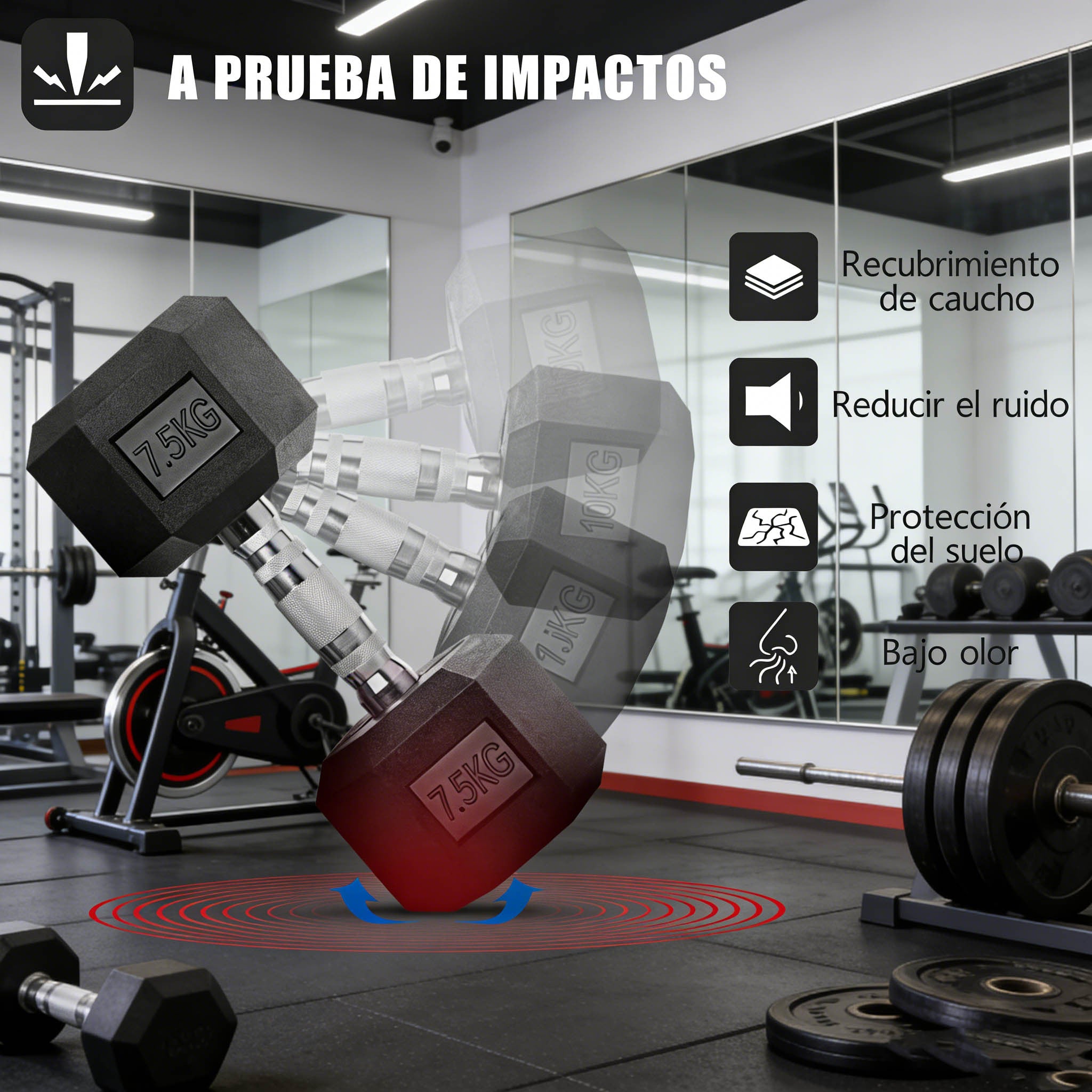 Mancuernas de hierro macizo, juego de mancuernas hexagonales de hierro fundido, con pesos de 2,5 kg, 5 kg, 7,5 kg, 10 kg, 12,5 kg, 15 kg, 20 kg y 25 kg, adecuados para entrenamientos en casa y en el gimnasio, ideales para el entrenamiento de brazos, yoga