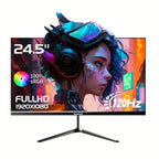 Monitor Gaming Gawfolk de 24.5 pulgadas para PC, Curvo (3000R) 120Hz, Monitor para Visualización Deportiva con FHD 1080P 1Ms Sin Borde, 98% Srgb, Ángulo Amplio de 178°, HDTV, VGA