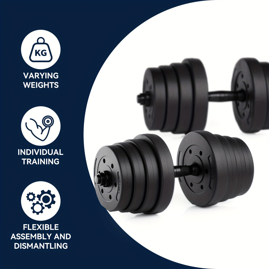 Juego de mancuernas ajustables 2 en 1 de 30 kg | Juego de mancuernas y barra | Equipo de gimnasio en casa para entrenamiento de fuerza, desarrollo muscular, ejercicios de brazos y fitness de cuerpo completo | Diseño que ahorra espacio para entrenamientos