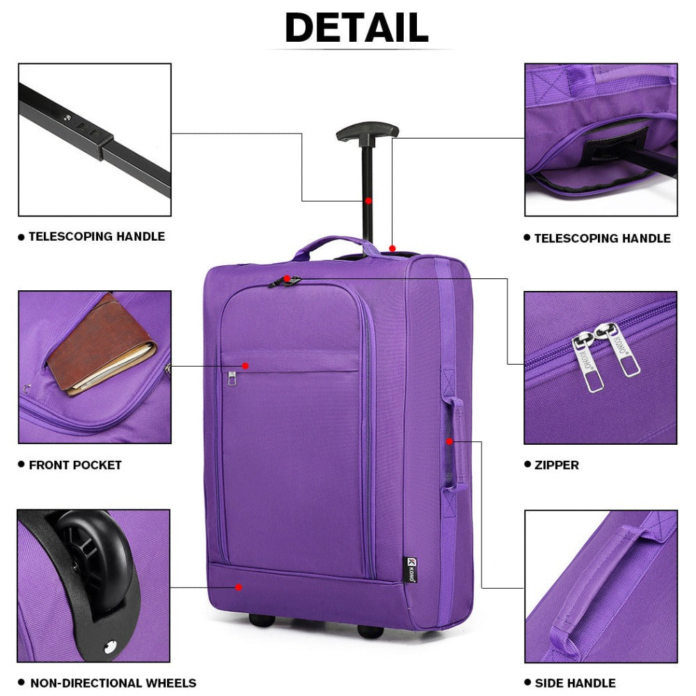 1pieza de 53 x 36 x 18 cm Equipaje de cabina ligero maleta de mano maleta pequeña de tela para equipaje de mano de avión para Lufthansa Eurowings Ryanair maleta con ruedas estuche de tela