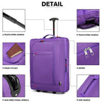 1pieza de 53 x 36 x 18 cm Equipaje de cabina ligero maleta de mano maleta pequeña de tela para equipaje de mano de avión para Lufthansa Eurowings Ryanair maleta con ruedas estuche de tela