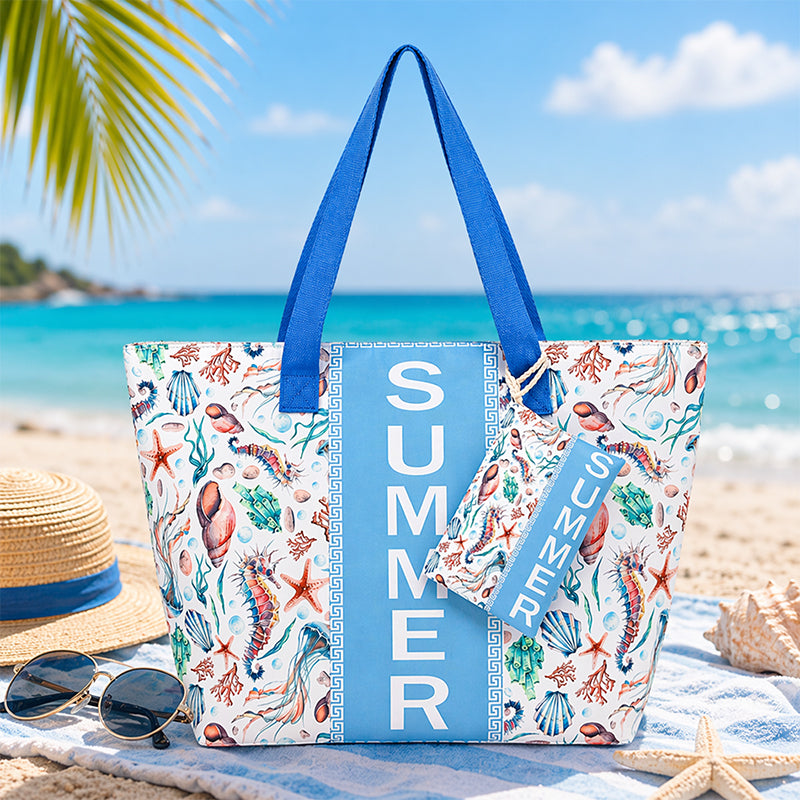 Bolso Tote de Playa con estampado veraniego, amplio y espacioso, bolso de gran capacidad para mujer, ideal para playa, piscina, viajes y uso diario