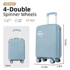 Maleta de Cabina PP de 18 Pulgadas con TSA, Ruedas Giratorias 360° y Mango Elástico - Resistente a la Presión para Viajes, 6 Colores (///) - Apto para Avión