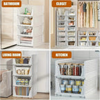 4 Cestas de Almacenamiento de Ropa Plegables, Organizadores de Cajones de Plástico para Cocina, Baño y Armarios de Oficina - La Opción Perfecta para el Día del Trabajo. Cesto de Lavandería, un Organizador de Armario Multifuncional, una Solución que Ahorra