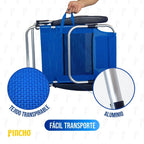Silla de Playa Plegable Reclinable Aluminio ligera 4 posiciones Respaldo Ajustable bolsillo bebida transporte camping jardin turquesa o azul navy