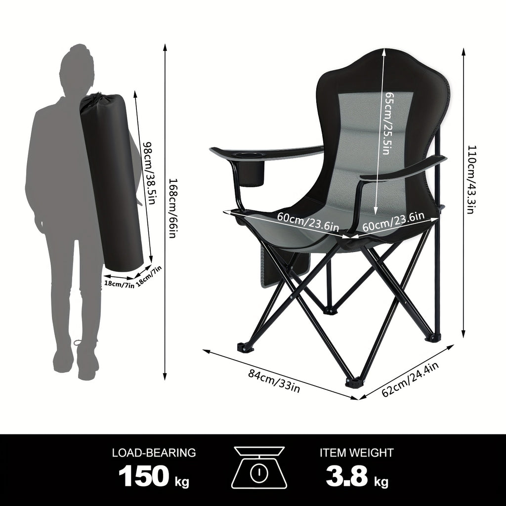Silla plegable de exterior de 1/2 piezas, muebles de exterior para acampar y senderismo, suministros de ocio al aire libre, silla de pesca y camping reforzada y ligera (opcional para una o dos personas), portavasos doble con espacio de almacenamiento + bo