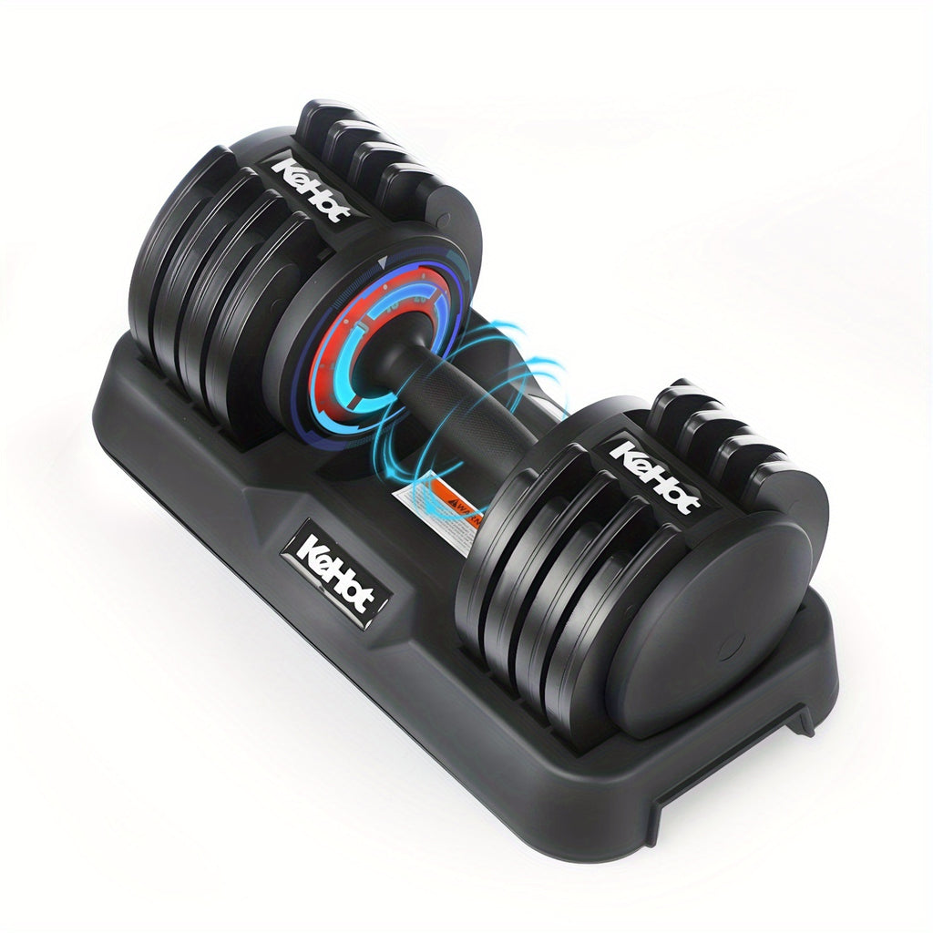 Set de mancuernas ajustables 5 en 1 | Ajuste rápido de peso con un toque y 5 niveles | Opciones de 12KG/25KG | Entrenamiento de fuerza profesional para gimnasio en casa | Incluye placas de peso y barra corta