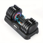 Set de mancuernas ajustables 5 en 1 | Ajuste rápido de peso con un toque y 5 niveles | Opciones de 12KG/25KG | Entrenamiento de fuerza profesional para gimnasio en casa | Incluye placas de peso y barra corta