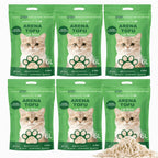 Arena de Tofu para Gatos 6L - Sin Polvo Fácil de Aglomerar y Controla Olores - y Segura para Gatitos - Pack de 6 Bolsas
