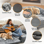 Cama Extra Grande para Perros Adecuada para Adultos | Cama Ortopédica para Siesta con Piel Sintética Lavable | Plegable y Portátil, Adecuada para Sala de Estar, Salón | Proporciona Espacio Amplio para Dormir para Adultos y Mascotas