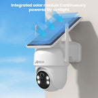 Cámaras Exteriores Inalámbricas ANRAN 3MP con Panel Solar Autónomo, Foco para Iluminación en Condiciones de Oscuridad, Movimiento Panorámico de 355° y Función de Inclinación de 90° para Vigilancia Ajustable, Sistema de Detección de Humanos PIR para Detecc