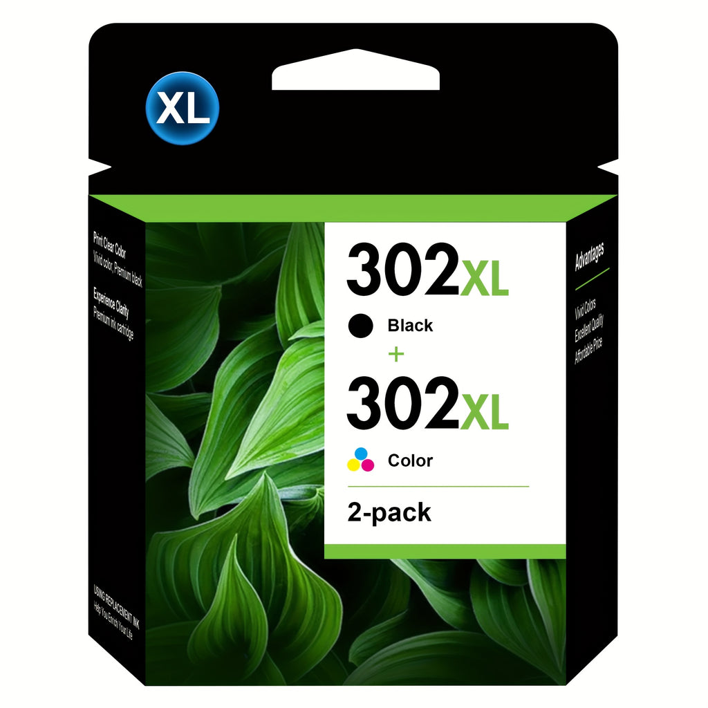 Cartucho de tinta | Paquete combinado de 2 cartuchos de tinta remanufacturados de alto rendimiento HP 302XL (Negro y Color) - Compatible con HP
