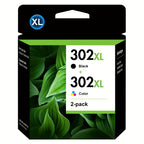 Cartucho de tinta | Paquete combinado de 2 cartuchos de tinta remanufacturados de alto rendimiento HP 302XL (Negro y Color) - Compatible con HP