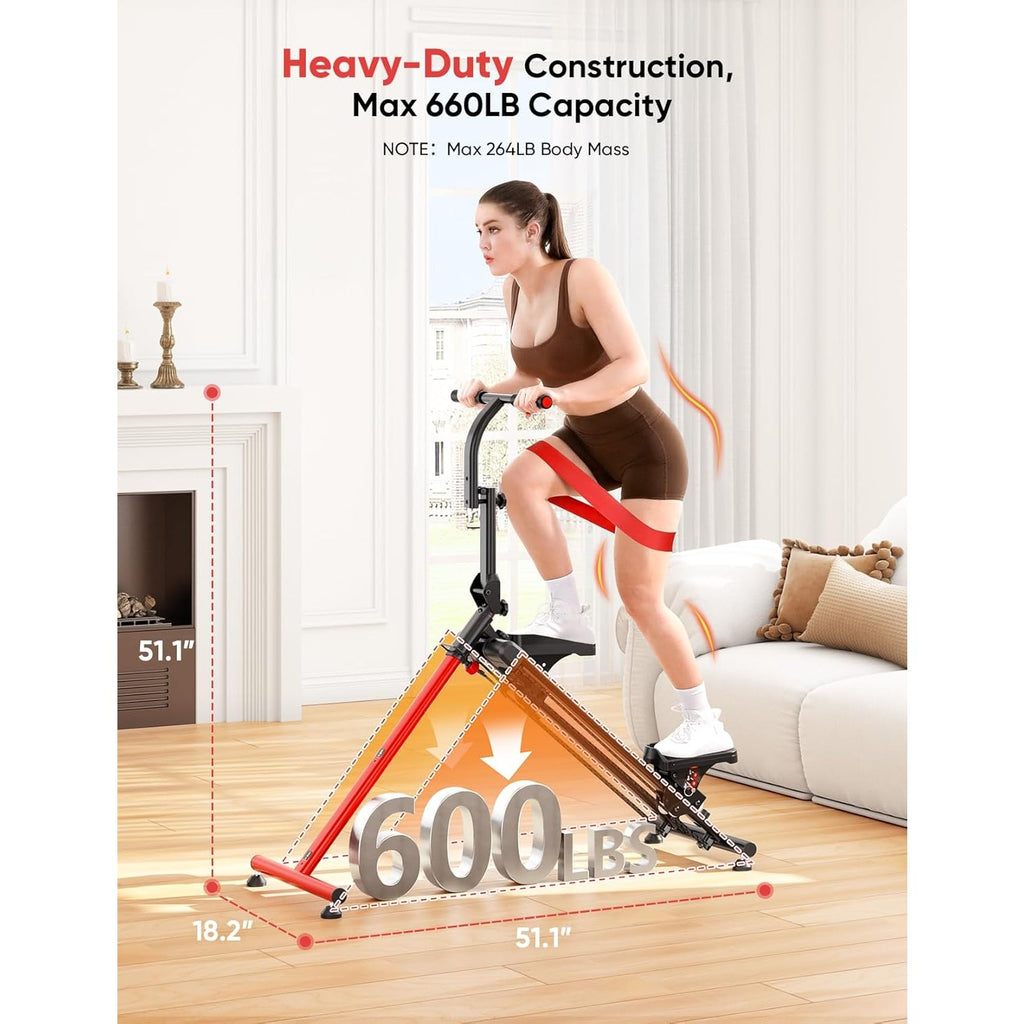 Esta versátil máquina de escalón ofrece funciones de esquí y escalada, es plegable para uso doméstico e incluye pedales anchos antideslizantes y manillares para mejorar la quema de grasa. Viene 90% preensamblada para una fácil configuración y se puede gua
