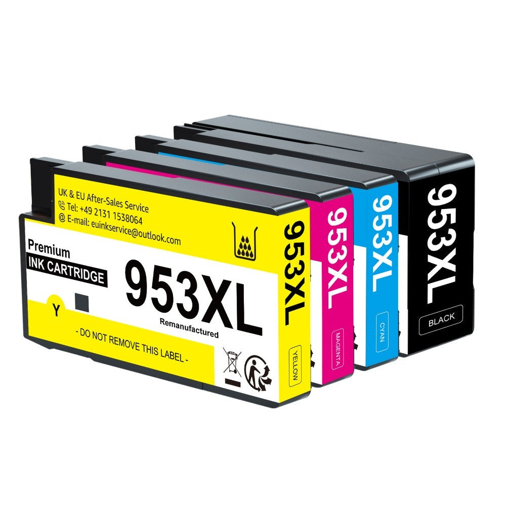 Cartuchos de tinta compatibles 953XL para impresora HP, incluye un multipack para varios modelos Officejet Pro como 7720, 7740, 8710, 8715, 8740, 8720, 8718, 7730, 8728, 8719 y 8730 (Juego de cuatro)