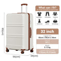 Kono ABS+PC Maleta Extra Grande de 32 Pulgadas, Diseño Horizontal Esculpidor, Equipaje Rígido con Ruedas y Mango Telescópico