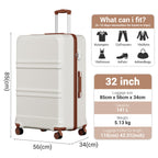 Kono ABS+PC Maleta Extra Grande de 32 Pulgadas, Diseño Horizontal Esculpidor, Equipaje Rígido con Ruedas y Mango Telescópico