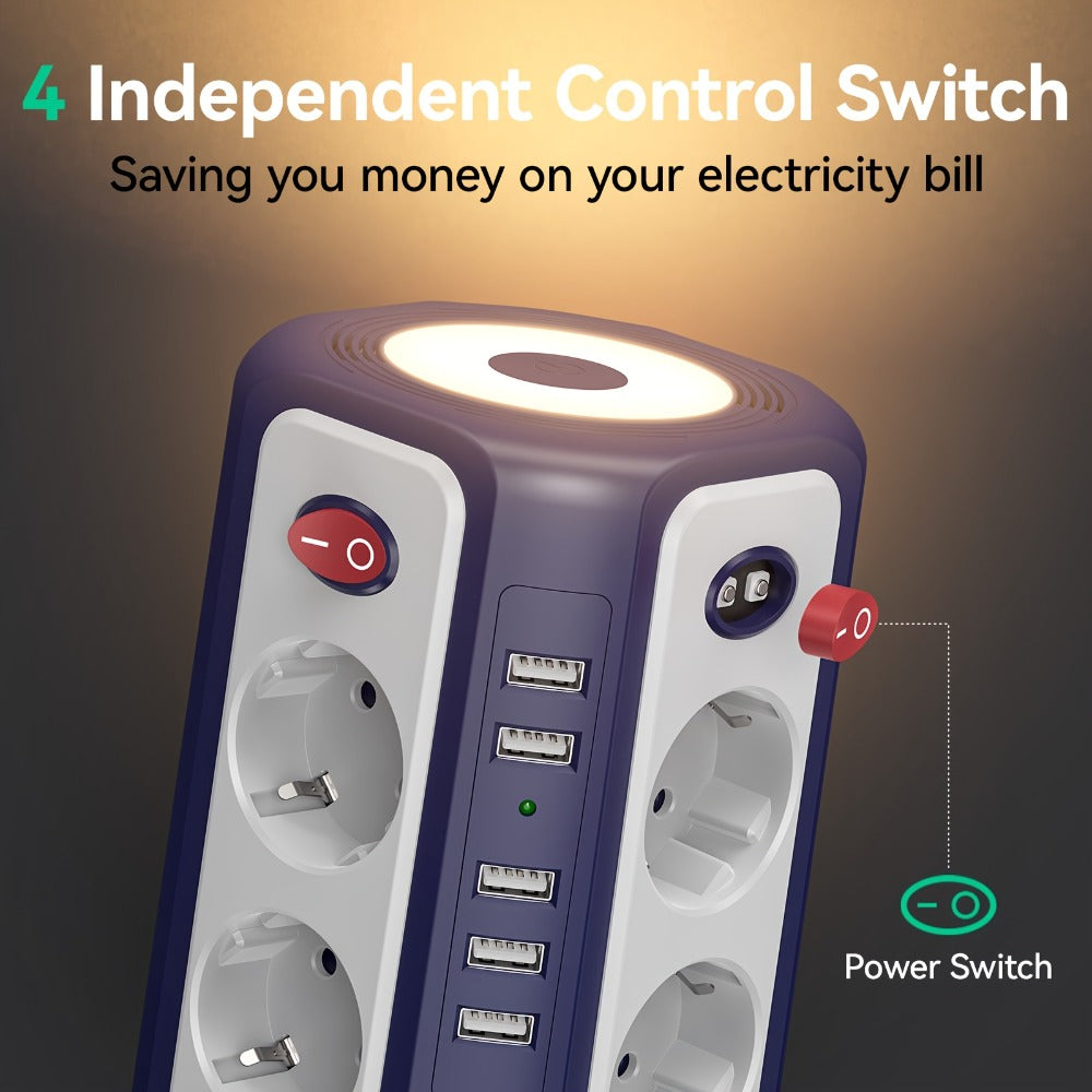Regleta eléctrica con cable 3 m | Hogar oficina taller y dispositivos