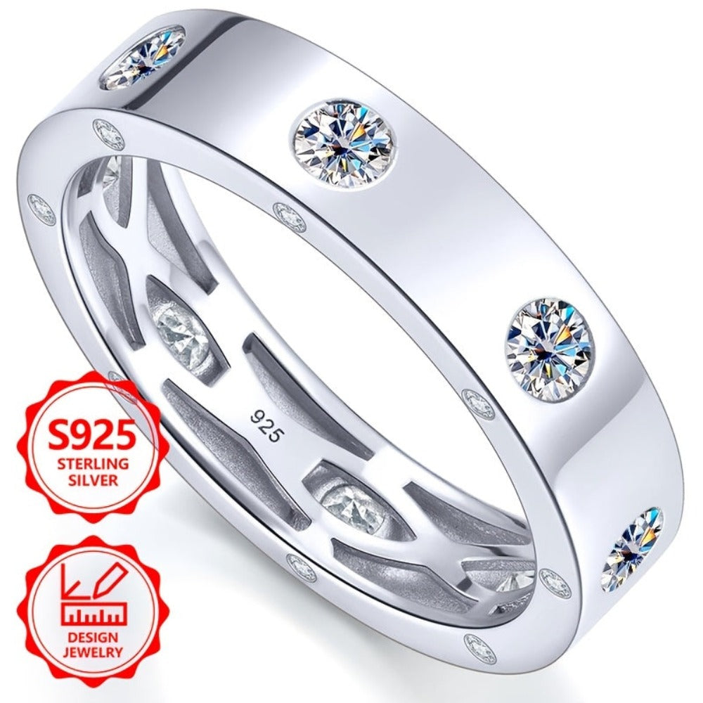 Anillo de moda exquisito para mujer PM:A25 de plata de ley 925, elegante y con estilo, con incrustaciones de circonita sintética, un anillo de joyería de alto valor para mujer, adecuado para viajes de vacaciones y uso diario, el regalo conmemorativo perfe